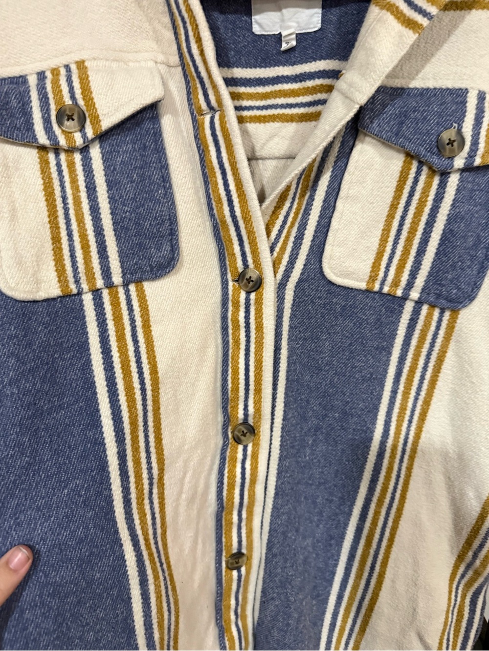 Aerie Oversized Striped Shirt Jacket | Blue & Cream | Size Medium | Shacket - Picture 7 of 12